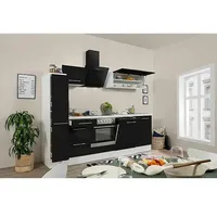Respekta Premium Küchenzeile RP250WSCBO  (Breite: 250 cm, Schwarz, Mit Elektrogeräten)