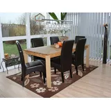 6er-Set Stuhl Latina, Esszimmerstuhl Lehnstuhl, Leder ~ braun, dunkle Beine