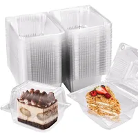 KAHEIGN 60Pcs Kuchenboxen Cupcake Box, 14cm x 10cm Einzelne Kuchenboxen Käsekuchen-Boxen, Klare durchsichtige Kuchenbehälter mit Deckeln für Große Muffins, Salat, Hamburger, Sandwiches, Pasta