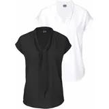 Bruno Banani Schluppenbluse Packung, 2er-Pack, 2 Stk. mit Bindeband Bruno Banani schwarz und wollweiß (aus recyceltem Polyester)