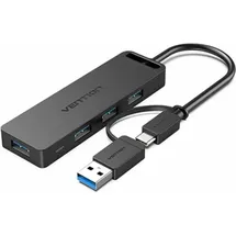 Vention 2-in-1 USB-C USB 3.0 bis 4x USB 3.0, 0,15 m - Schwarz