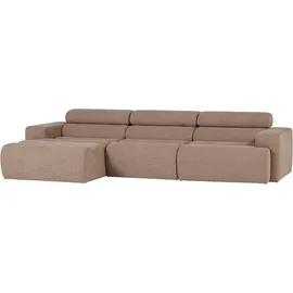 Woood Ecksofa Novi Bouclé, modern mit verstellbarer Nackenstütze, taupe, Links,