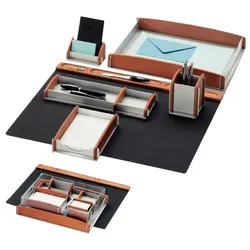 Elegantes Schreibtisch-Set 6-teilig Echtholz, Buche matt lasiert mit