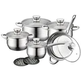 12 tlg. Royalty Line RL 1232 Topf Set Edelstahl mit Glasdeckel Kochtopfset Pfann