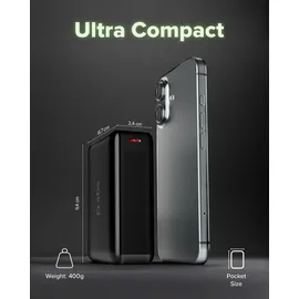 SBS NanoTube Powerbank für Computer, Smartphones, Tablets mit USB-C, und USB-A, Schwarz