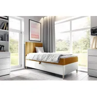 Fun Möbel Boxspringbett Gästebett Kinderbett HELVI Nr.1 90x200cm Weiss-Gelb