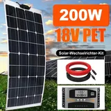 200W 12V Flexible Solarpanel Kit Monokristallin Solarmodule mit 40A MPPT Solar Laderegler für Wohnmobil Camping Boot