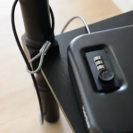 HMF Sicherheitsbox mit Zahlenschloss, Sicherungskabel, 24 x 16,5 x 4,5 cm, Schwarz