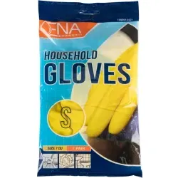 ENA Household Haushaltshandschuhe, Latex, gelb 1999914421 , 1 Packung = 12 Paar, Größe S