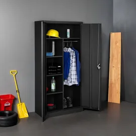Tectake Spind mit 6 Fächern, und Kleiderstange