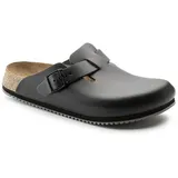 Birkenstock Geschlossener Lederschuh Boston mit bequemen Fußbett aus Kork - Pantolette Hervorragender Tragekomfort - Verloursleder und Rutschfester Eva-Sohle schwarz 41 EU