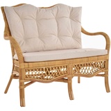 Krines Home Loungesofa Rattan Zweisitzer Bank Orleans Küchenbank Wintergarten Sofa Bank, Wintergartenbank gelb