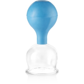 PULOX Schröpfglas aus Echtglas inkl. Saugball in Blau, 62 mm