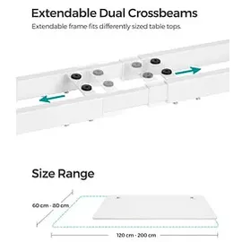 Songmics höhenverstellbares Schreibtischgestell weiß ohne Tischplatte, C-Fuß-Gestell weiß 107,5 - 175,0 x 60,0 cm