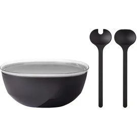 Mepal SILUETA Servierschale mit Deckel & Salatbesteck 5000 ml Nordic Black