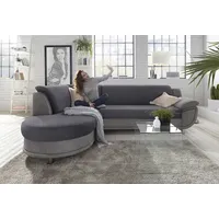 TRENDMANUFAKTUR Ecksofa "Rondo 3, zeitlos & bequem, Materialmix, L-Form, Breite 265cm", grau (grau, dunkelgrau), B:265cm H:85cm T:190cm, Kunstleder SOFTLUX / Struktur (77% Polyester; 23% Polyacryl);Luxus-Microfaser ALCAZAR (100% Polyester) / Feinstruktur (100% 