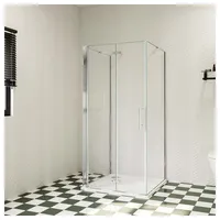 duschspa Komplettdusche U-Form Duschkabine Falttür Duschtür Scharniertür ESG NANO Glas, BxT: 120x80 cm, Einscheibensicherheitsglas, Sicherheitsglas, Set, ebenerdiger Einbau möglich 120 cm x 80 cm