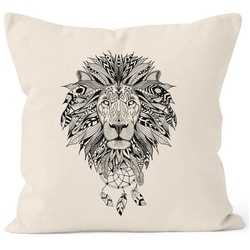 Autiga Dekokissen Kissenbezug Löwe Lion Ethno Atzekenmuster Boho Federn Traumfänger 40×40 Autiga® beige