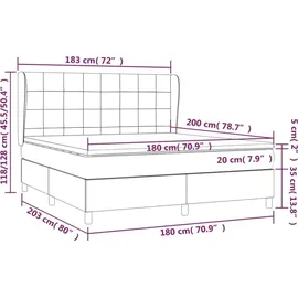 vidaXL Boxspringbett mit Matratze Dunkelblau 180x200 cm Samt