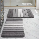 DEXI 2er Pack Badematte rutschfest 40 x 60 cm, Weich Badezimmerteppich Saugfähige Badteppich Waschbar Badvorleger für Badezimmer, Dusche, Badewannen, Grau