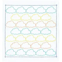OM System Olympus Thread Sashiko Stickpackung Hana Fukin Pop Designs Wolken Stoff bedruckt, Multifarbig