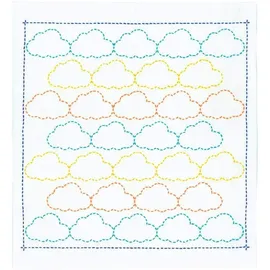 OM System Olympus Thread Sashiko Stickpackung Hana Fukin Pop Designs Wolken Stoff bedruckt, Multifarbig