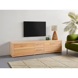 Lowboard VOGL MÖBELFABRIK "1237", braun (buche), B:211cm H:42cm T:42cm, Holzwerkstoff, Massivholz, Sideboards, Lowboard, Massivholzfront, Breite ca. 211 cm, mit Softclose Funktion
