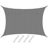 AMANKA Sonnensegel 3x4 HDPE Rechteckig Sonnenschutz Überdachung Garten Balkon Grau