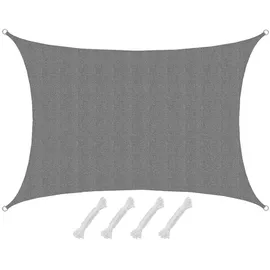 AMANKA Sonnensegel 3x4 HDPE Rechteckig Sonnenschutz Überdachung Garten Balkon Grau