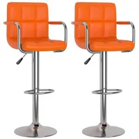VidaXL Barhocker 2 Stk. Orange Kunstleder - Orange