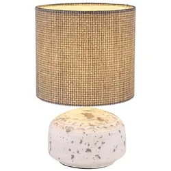 Tischleuchte Nachttischlampe Schlafzimmerlampe Keramik Leinen Grau H 27,5 cm