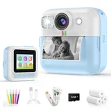 Kinderkamera, 2.4 Zoll Kamera Kinder Sofortdruck, 1080P Digitalkamera Kinder mit 32GB Karte, Kinderspielzeug Geschenk, Fotokamera Kinder Weihnachten Geburtstagsgeschenk Mädchen Junge 3 4 5 6 7 8 Jahre