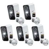 ieGeek Überwachungskamera 3MP Überwachungskamera Außen/InnenAkku (Aussen, Außen/Innen, Außenbereich, drinnen, 2K Kamera Überwachung Kabellos WLAN Aussen IP Kamera Outdoor, 5-tlg., mit PIR Bewegungsmelder 2-Wege-Audio Farbige Nachtsicht Wasserdicht, Cloud/Memory Card Storage Alex 2,4 GHz)