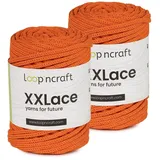 Makramee Garn 2er-Set Orange, Loopncraft, 2 X 4mm - 65m - 250g, Kettengarn, XXLace Garn, Recycling Garn