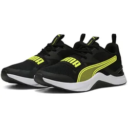 Trainingsschuh PUMA "Prospect Trainingsschuhe Erwachsene", Gr. 42, schwarz gelb alert weiß, Obermaterial: Textil, Synthetik; Futter: Textil; Innensohle: Textil; Laufsohle: Gummi, Schuhe