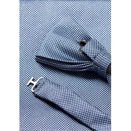 Monti Fliege (2er Set) (Set, 2-tlg) Reine Seide, Fliege mit passendem Einstecktuch blau