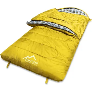 normani 4-in-1-Funktion Extrem Outdoor Schlafsack 'Antarctica' aus Nylon Rip-Stop mit 500 + 250 g/m2 Hollow Fiber Füllung 220 x 90 cm Farbe Gelb Größe Rechts