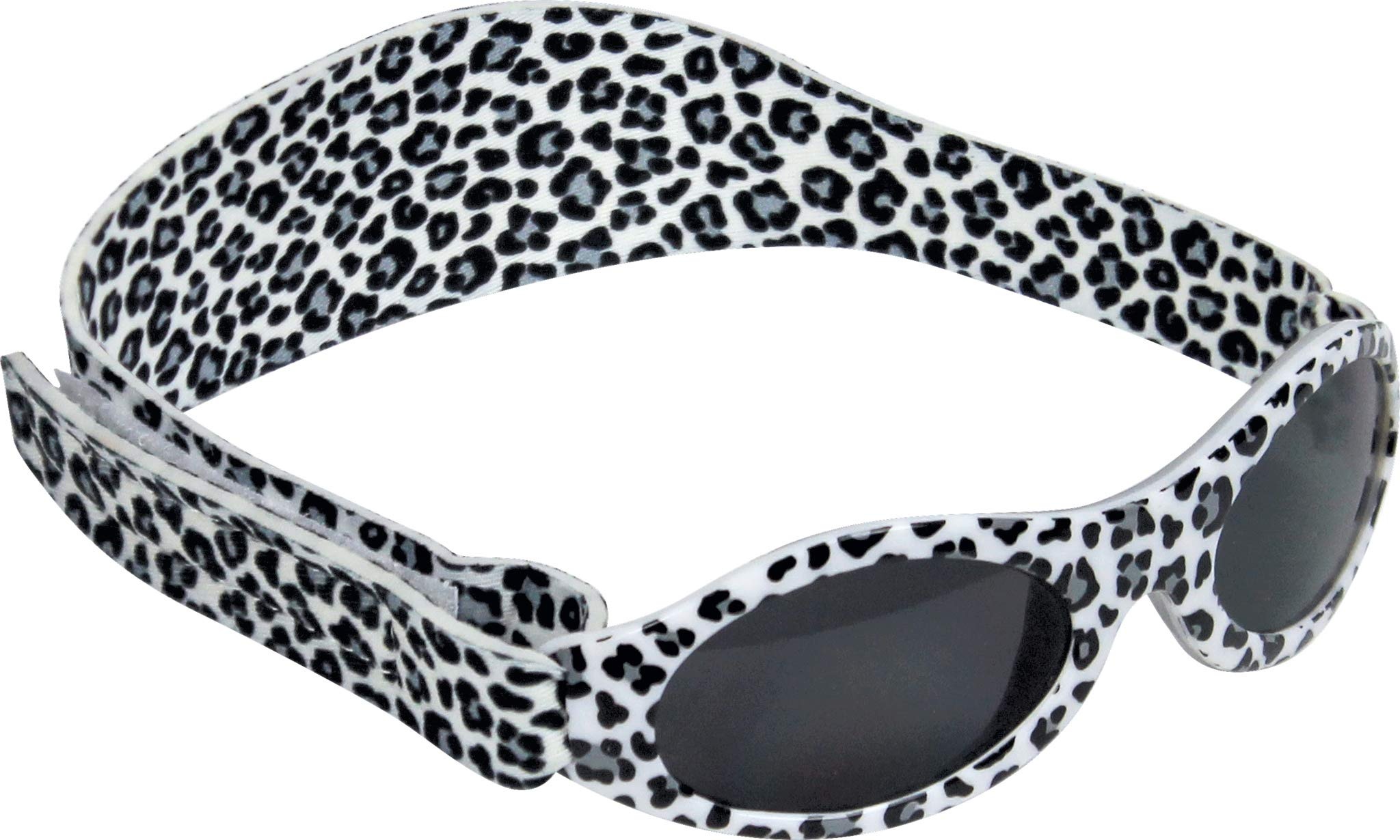 Original Dooky Baby Banz Little Leopard Baby Sonnenbrille für Mädchen und Jungen, 0 - 2 Jahre, UV-A & UV-B Schutz, bruchsicheres Glas mit Neoprenband, weiss/schwarz/grau