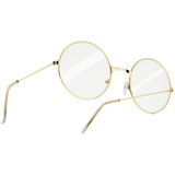 dressforfun Runde Retrobrille mit goldenem Rahmen, - gold - Gold