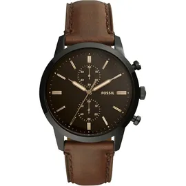 Fossil Townsman uhr für Herren, Chronographenwerk mit Edelstahl- oder Lederarmband, Hellbraun, 44MM