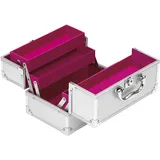 Schminkkkoffer Beauty Case Box Kosmetikkoffer silber pink Schloss Schlüssel