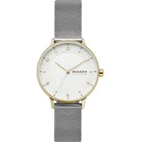 Skagen Damenuhr Riis, Dreizeiger Uhrwerk, 36mm Gold Edelstahlgehäuse mit Edelstahl Mesh Armband, SKW2912,