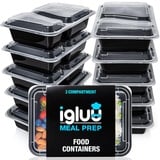 Igluu Meal Prep [10er Pack] 2-Fach Meal Prep Container Von Igluu - Essensbox, Lunchbox Mikrowellengeeignet, Spülmaschinenfest Und Wiederverwendbar - Luftdichter Deckelverschluss, BPA Frei