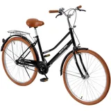 Baroni Home Damen Laufrad 26", mit Klingel, Lenker und verstellbarem Sitz, Fahrrad mit Doppelbremse vorne und hinten, City Bike, Schwarz und Braun, 168x90 cm