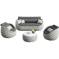 4-teiliges Gartenmöbel-Set aus Polyrattan – 2 Einzelsessel, 1 Dreisitzer, 1 Tisch – wetterfest, wasserfest, ideal für Garten, Balkon oder Terrasse