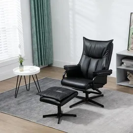 Homcom Relaxsessel Kunstleder 84 x 101 x 75 cm Schwarz mit Hocker
