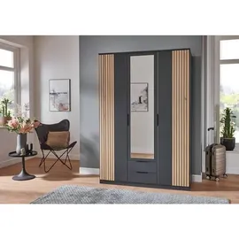 WIMEX Drehtürenschrank »Lübeck«, Akustiklamellen Optik, mit Spiegeltüren, 135 oder 180cm breit schwarz