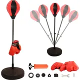Mucola Standboxsack Kinder mit Boxhandschuhe Boxsack verstellbar Boxbirne Punching Ball Boxpartner Punchingsäcke
