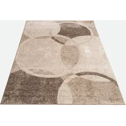 Teppich PACO HOME "Sinai 055", braun, B:240cm H:13mm L:340cm, Kunstfaser, Teppiche, Kurzflor, modernes Design, Motiv Kreise