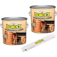BONDEX BigPack Dauerschutz Lasur + Zollstock, Außen Holzfarbe, 5 - 20 l, wetterschutz